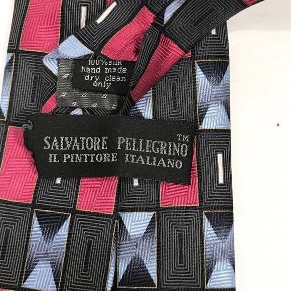 Salvatore Pellegrino Patterned Tie Gray Blue Pink - Picture 5 of 5